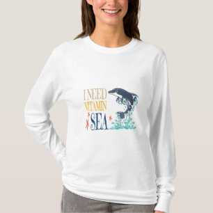Ich brauche Vitamin Meer Lustiger Orca Delfin Somm T-Shirt