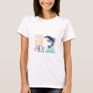 Ich brauche Vitamin Meer Lustiger Orca Delfin Somm T-Shirt