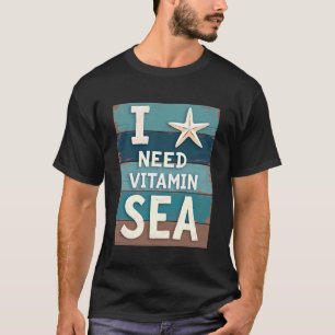 Ich brauche Vitamin Meer Lustiger Strand Ozean Url T-Shirt