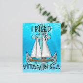 Ich brauche Vitamin-Sea-Boot Postkarte (Stehend Vorderseite)