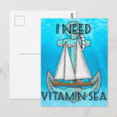 Ich brauche Vitamin-Sea-Boot Postkarte (Vorne/Hinten)