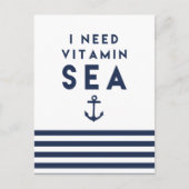 Ich brauche Vitamin Sea Navy und White Nautical St Postkarte (Vorderseite)
