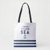 Ich brauche Vitamin Sea Navy und White Nautical St Tasche (Vorderseite)