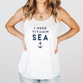 Ich brauche Vitamin Sea Navy und White Nautical Tank Top