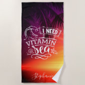 Ich brauche Vitamin Sea Niedlich Funny Personalisi Strandtuch (Vorderseite)