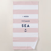 Ich brauche Vitamin Sea | Streifen Strandtuch (Vorderseite)