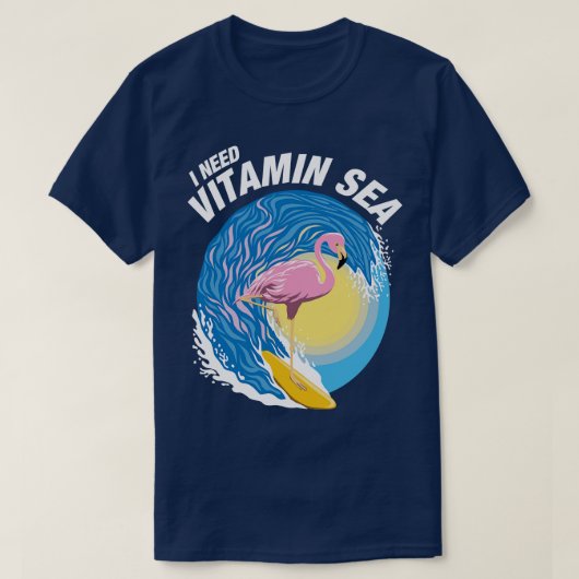 Ich brauche Vitamin Sea Surfing Flamingo T-Shirt (Design vorne)
