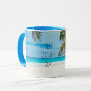 Ich brauche Vitamin Sea Tropical Beach Palm Tree Tasse