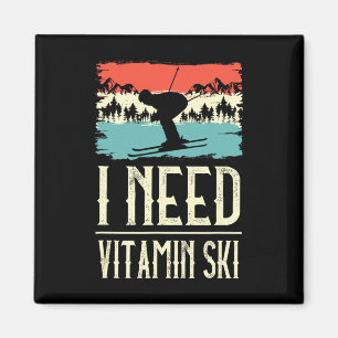 Ich brauche Vitamin Skifahren Liebhaber Eisski Win Magnet