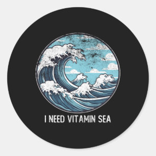 Ich brauche Vitamin Wave Sea für Sea Kanagawa Runder Aufkleber