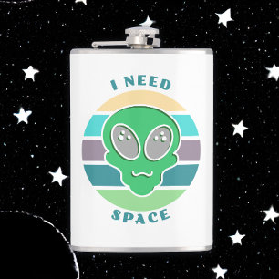 Ich brauche Weltraum Lustiger Vintage-Alien-Witz Flachmann