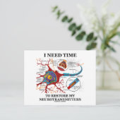 Ich brauche Zeit, um meine Neurotransmitter wieder Postkarte (Stehend Vorderseite)