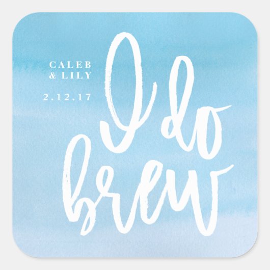 Ich braue Bieretikett, Hochzeitflasche Quadratischer Aufkleber (Vorderseite)