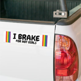 Ich bremse für heiße Mädchen Regenbogen Pride Gay Autoaufkleber