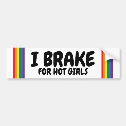 Ich bremse für heiße Mädchen Regenbogen Pride Gay  Autoaufkleber (Vorne)