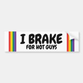 Ich bremse für heiße Typ Regenbogen-Pride Gay Them Autoaufkleber (Vorne)