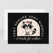 Ich bremse für lustige Raccoon Postkarte (Vorne/Hinten)