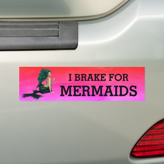 "Ich bremse für Mermaids" mit rosa Hintergrund Autoaufkleber (Auf Auto)