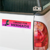 "Ich bremse für Mermaids" mit rosa Hintergrund Autoaufkleber (Auf Lkw)