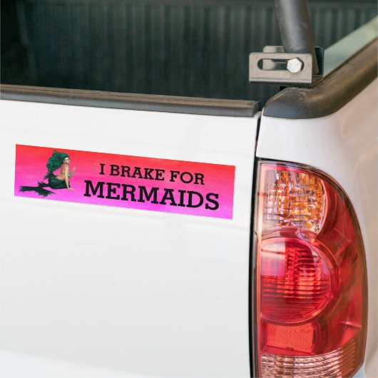 "Ich bremse für Mermaids" mit rosa Hintergrund Autoaufkleber (Auf Lkw)