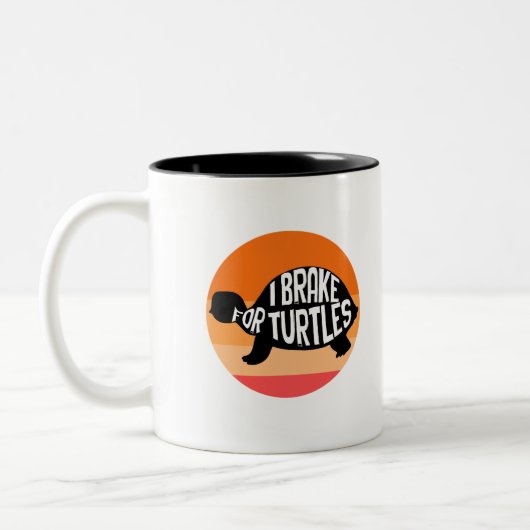 Ich bremse für Schildkröten, tierische Schildkröte Zweifarbige Tasse (Links)