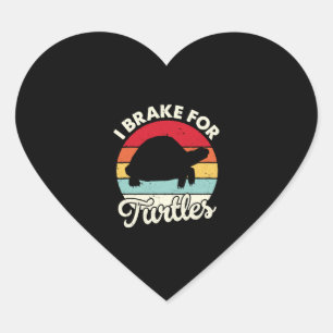Ich bremse für Schildkröten Vintage Retro-Schildkr Herz-Aufkleber