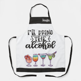 Ich bringe die alkoholischen bunten Cocktails humo Schürze