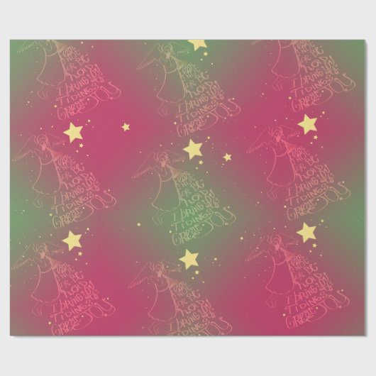 "Ich bringe dir Dinge..." Angel Green Pink Geschenkpapier (Flach)