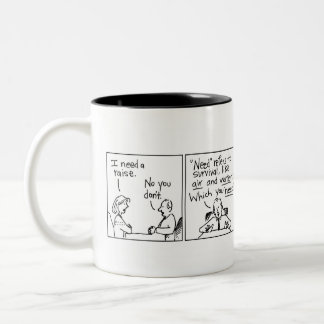 "Ich Cartoon-Tasse benötige einer Erhöhung" Zweifarbige Tasse