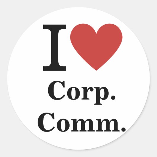 Ich ❤️ Corp. Comm für Mitarbeiter CUSTOM Runder Aufkleber (Vorderseite)
