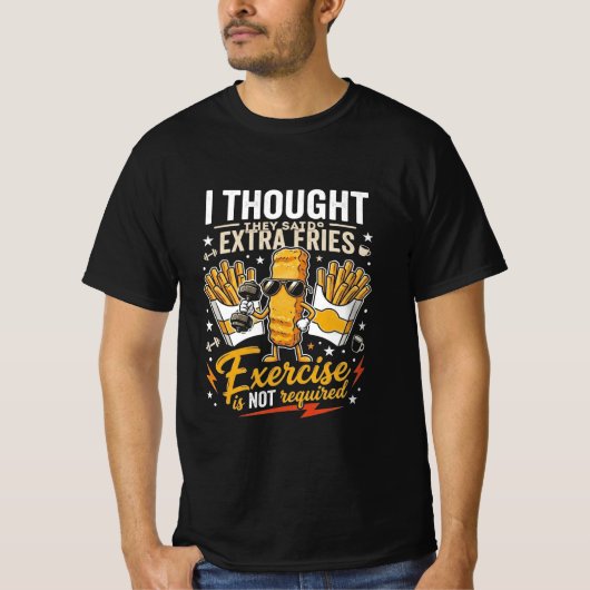 Ich dachte extra Pommes Gym T-Shirt (Vorderseite)