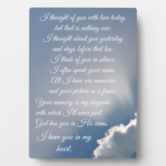 Ich dachte mit Liebe an Gedicht Fotoplatte (Vorderseite)