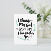Ich danke Gott jedes Mal, wenn ich mich an Sie Pos Postkarte (Stehend Vorderseite)