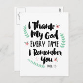 Ich danke Gott jedes Mal, wenn ich mich an Sie Pos Postkarte (Vorne/Hinten)