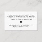 Ich danke Ihnen für die Unterstützung meines klein Visitenkarte (Rückseite)