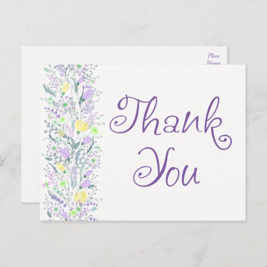 Ich danke Ihnen, Lila Lavender Hearts Postkarte (Vorne/Hinten)