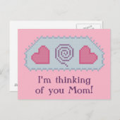 Ich denke an dich Mama! Herzspirale Postkarte (Vorne/Hinten)