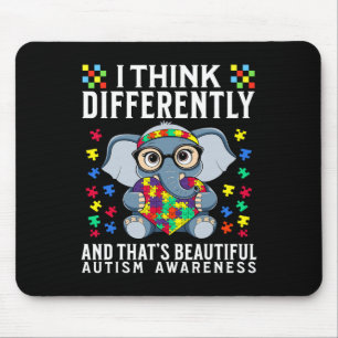 Ich denke, anders Autismus Bewusstsein Kinder Jung Mousepad