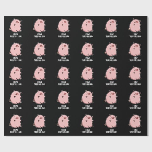 Ich denke daher ham Funny Pig Pun Dark BG Geschenkpapier (Flach)
