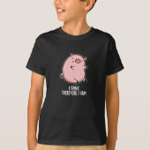 Ich denke daher ham Funny Pig Pun Dark BG T-Shirt (Vorderseite)