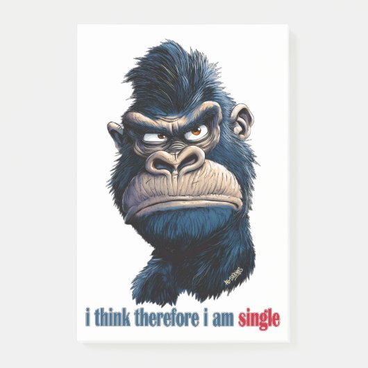 Ich denke daher, ich bin Single Post-it Klebezettel (Vorderseite)