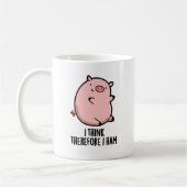 Ich denke daher, ich ham Funny Pig Puff Kaffeetasse (Links)