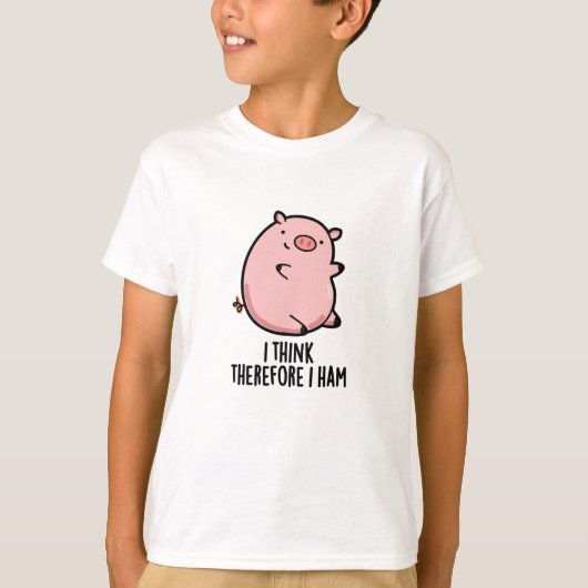 Ich denke daher, ich ham Funny Pig Puff T-Shirt (Vorderseite)