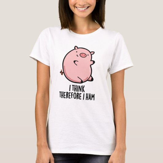 Ich denke daher, ich ham Funny Pig Puff T-Shirt (Vorderseite)