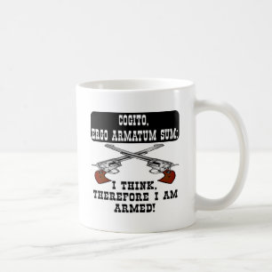 Ich denke, dass deshalb ich bewaffnet bin kaffeetasse