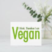 Ich denke. Deshalb bin ich Vegan Postkarte (Stehend Vorderseite)