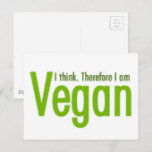 Ich denke. Deshalb bin ich Vegan Postkarte (Vorne/Hinten)