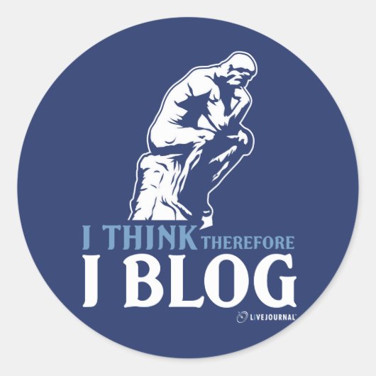 Ich denke, deshalb Blog Runder Aufkleber (Vorderseite)
