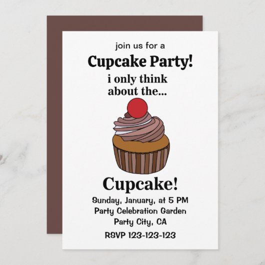 Ich denke nur an den Kuchen Einladung (Vorne/Hinten)