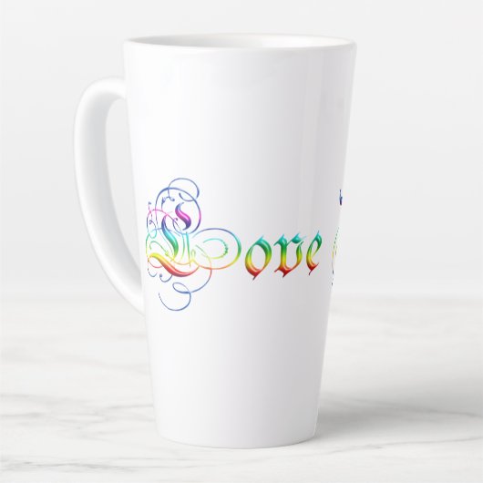 Ich dich. Dekorativer Text. Milchtasse (Linke Ecke)